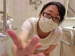 Hey, watch this married woman masturbate without panties, wetting her hairless pussy with big tits