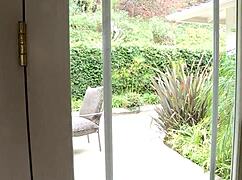 The blonde lesbian intruder says, Come to the bedroom, let me eat your ass and finger it.