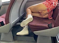 Hot latina woman flashes and masturbates on crowded bus