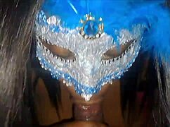 Masked Ebony Performs Blowjob Leading to Cum in Mouth