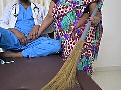 indian doctor receives handjob from maid in hospital.