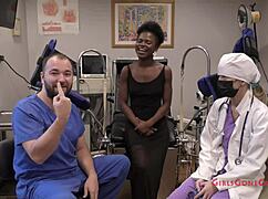 First Gyno Exam with Neighbor Rina Arem in Detailed Close-Up.