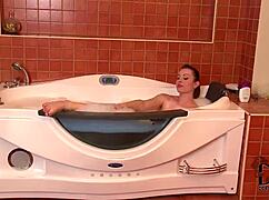 watch lataya roxx and sirale soap their huge tits in the bath?