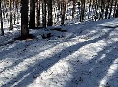 Real sex in snowy forest with creampie!