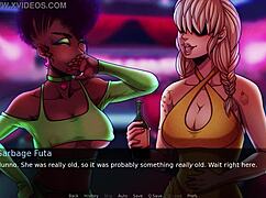 Futadom world features rough anal sex and creampie in group setting.