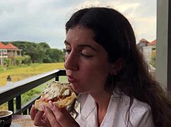 Girl Swallows Cum In Cafe