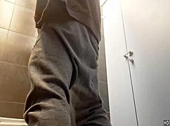 Wow! Sexy and Risky Masturbation in Public Bathroom!