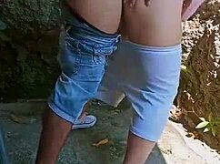 Happy New Year, horny couple fucking behind an abandoned house