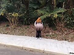 Priscila shows off on streets without panties