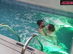 motel trip turns into pool fuck