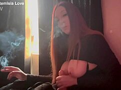 Hot Milf Artemisia Love Shows Big Boobs Smoking!