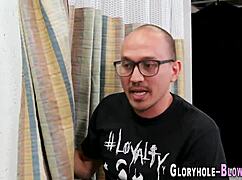 Gloryhole teen asian deeply throats and sucks big cock