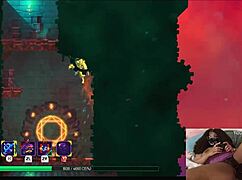 Chubby ebony gamer girl gets fucked with dildo while playing video game - dead cells