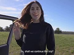 Horny teen sucked and swallowed me on our road trip - amateur pov