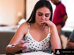 Is petite tutor Emma Starletto getting used raw by the delivery guy during cram session?