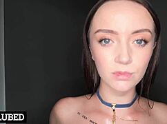 gotta make this huge cock fit 😏 wet slut oils up her tight pussy