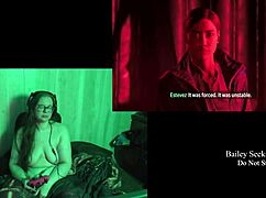 naked brunette bbw with long hair and glasses explores lake house playthrough part five, showcasing big natural tits