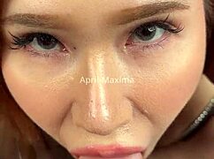 I am April-Maxima, a Japanese street whore giving a blowjob with cum in mouth.