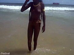 at the beach with a skinny tribe slut 😍