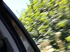 selfie with exposed tits in the car