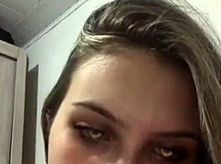 Young blonde with tight pussy squirts during group play