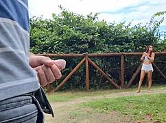 i risk a handjob on the street but beautiful redhead catches me masturbating