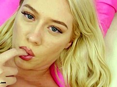 Blonde beauty with teen 18+ spirit shows her sexy body