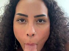 watch me unleash my latina heat in first pov - sloppy deepthroat masturbation & cum on tits