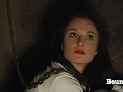 Curvy lesbian slaves masturbating and fingering each other for mistress