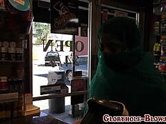 muslim slut gives blowjob at gloryhole