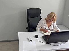 The Office Secretary Decided To Relax At The End Of The Working Day And Masturbate To Porn Right At Her Workplace