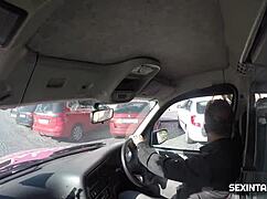 Busty horny milf gets her pussy fisted in taxi