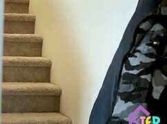 Stepmom london rose caught stepson spying in the kitchen during masturbation