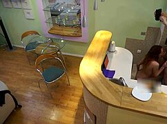 Sweet step daughter takes old cock in kitchen 😈