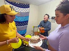 Real homemade threesome between friends: two women and a man