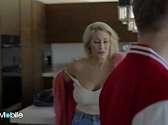 This bombshell milf gets her tits and body painted with her horny stepson's cum