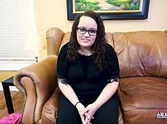 Hey, busty brunette Harper B sucks cock then gets banged and jizzed 😏