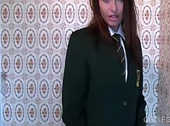 Cute college girl Sarah Louise shows sexy lingerie in bathroom 😍