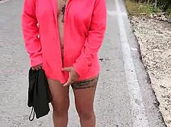 Puta Enseñando El Culo Y Tetas En Carretera Publica Mexicana