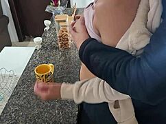 A Stepdaughter Is Surprised While Having Breakfast