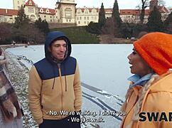 Couple Brings Hot Girl to Bed for Her First Threesome After Sunday Walk