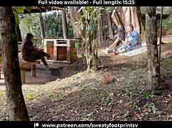 Taking off sweaty shoes and socks on the cableway in Medellin part 2