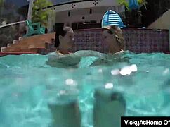 Bikini Cougars Vicky Vette And Rachel Storms Scissoring At The Pool