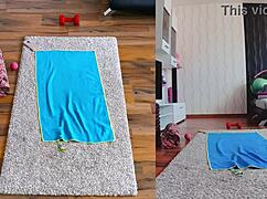 want to see this milf spreading her big curvy ass in naked yoga?