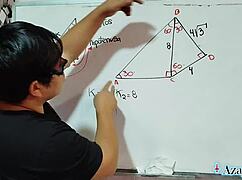 student milf nerd glasses solves sexual equations with anal creampie in bedroom 😈