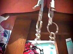 Big pink pussy lips dangled and stretched with weights