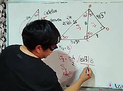 student milf nerd glasses solves sexual equations with anal creampie in bedroom 😈