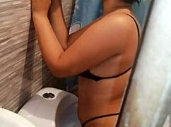 The neighbor catches me masturbating with a dildo and sadistically cums in my mouth