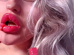 Bimbo red lipgloss captivated webcam session talk with bimbo girl red lips and red lipgloss worship