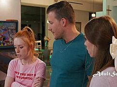 Tiny girls fight, then fuck Codey Steele